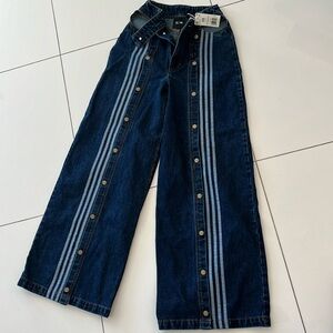 Adidas X Ivy Park Rodeo Collection Dark Demin Wide Leg Snap Jeans Pants SizeUSxs